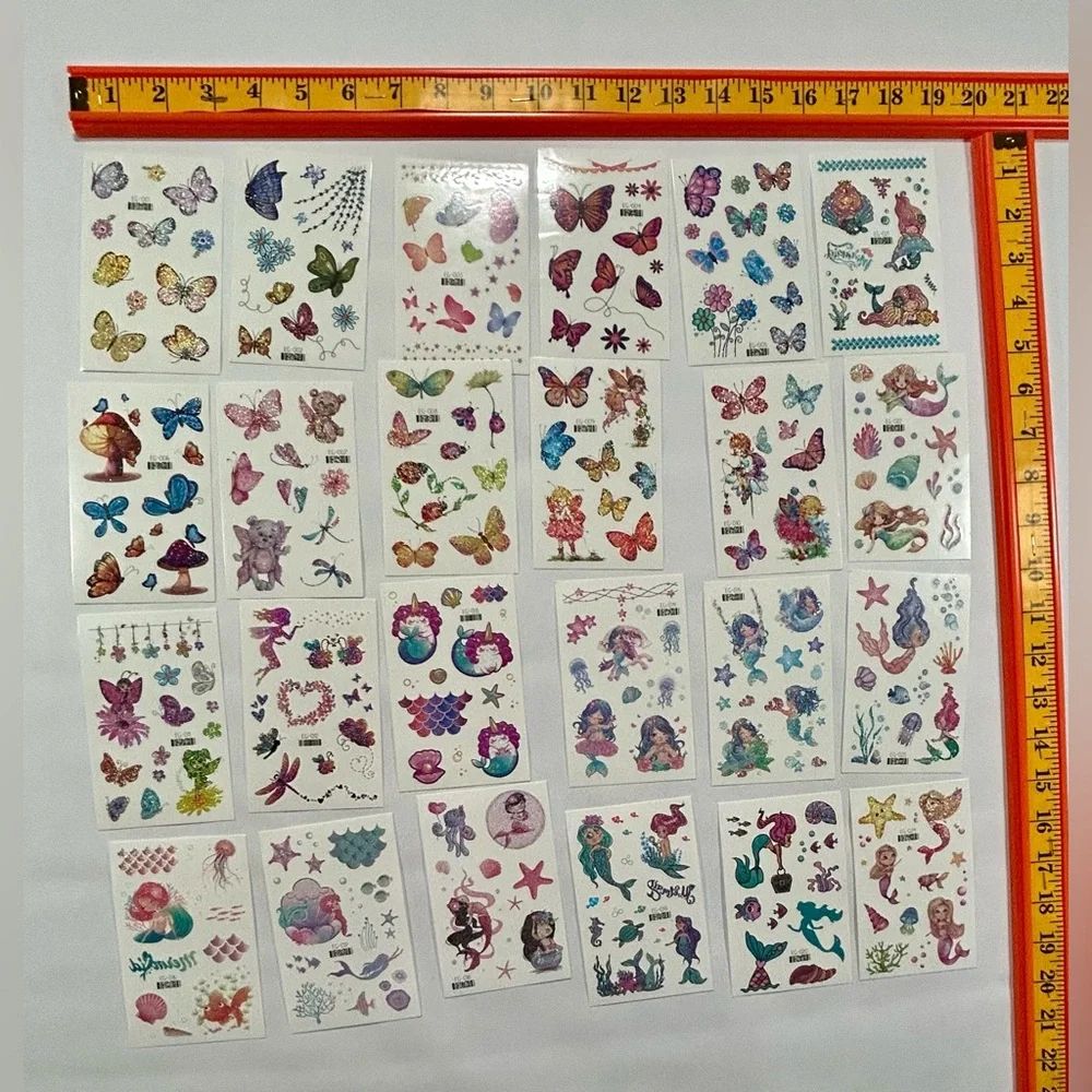 NEW Glitter Temporary Tattoo, 24 Sheets 240+ Glitter Metallic Tattoos